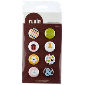 American Crafts - Flair - Everyday - 8 Adhesive Badges - Smile