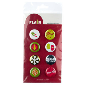 American Crafts - Flair - Christmas - 8 Adhesive Badges - Joy