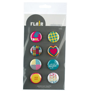 American Crafts - Flair - Fashion - 8 Adhesive Badges - Cool