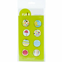 American Crafts - Flair - Backyard - 8 Adhesive Badges - Picnic, CLEARANCE