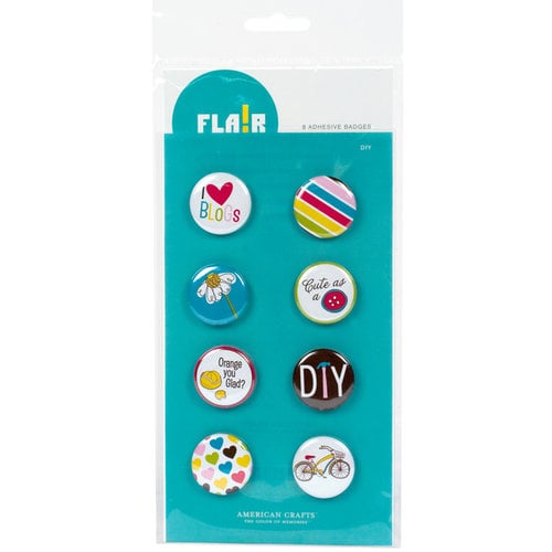 American Crafts - Flair - Craft Fair - 8 Adhesive Badges - DIY, CLEARANCE