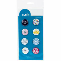 American Crafts - Flair - Character - 8 Adhesive Badges - Conjunction, CLEARANCE