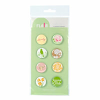 American Crafts - Botanique Collection - Flair - 8 Adhesive Badges - Lovely, CLEARANCE