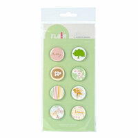 American Crafts - Botanique Collection - Flair - 8 Adhesive Badges - Pretty, CLEARANCE