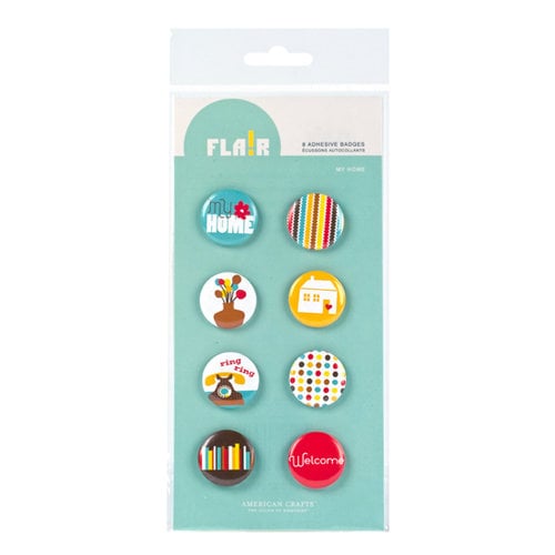 American Crafts - Abode Collection - Flair - 8 Adhesive Badges - My Home, CLEARANCE