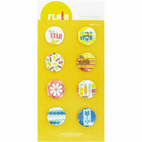American Crafts - Heat Wave Collection - Flair - 8 Adhesives Badges - Surf's Up, CLEARANCE