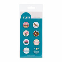 American Crafts - Confetti Collection - Flair - 8 Adhesive Badges - Hooray!