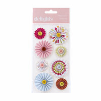 American Crafts - Hello Sunshine Collection - Delights - 3 Dimensional Stickers - Pinwheel Flowers