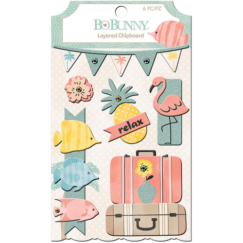 BoBunny - Escape to Paradise Collection - Layered Chipboard Stickers