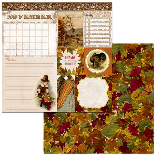 BoBunny - Banner Year Collection - 12 x 12 Double Sided Paper - November