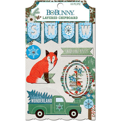 BoBunny - Winter Getaway Collection - Layered Chipboard Stickers