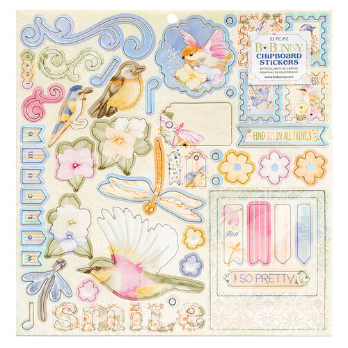Bo Bunny - Harmony Collection - 12 x 12 Chipboard Stickers with Foil Accents