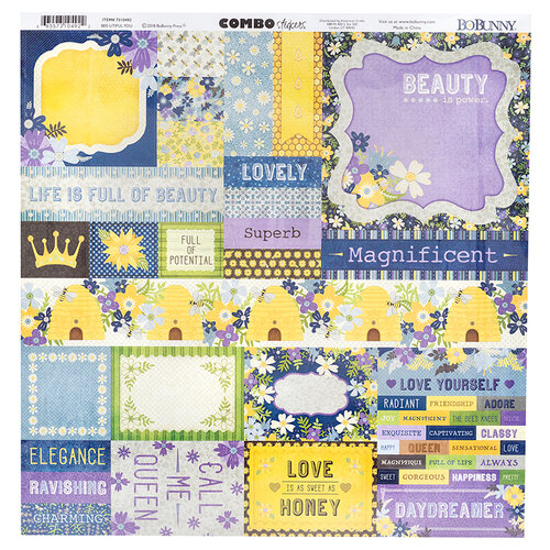 Bo Bunny - Bee-utiful You Collection - 12 x 12 Cardstock Stickers - Combo