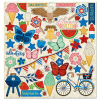 BoBunny - Celebrating Freedom Collection - 12 x 12 Chipboard Stickers with Foil Accents