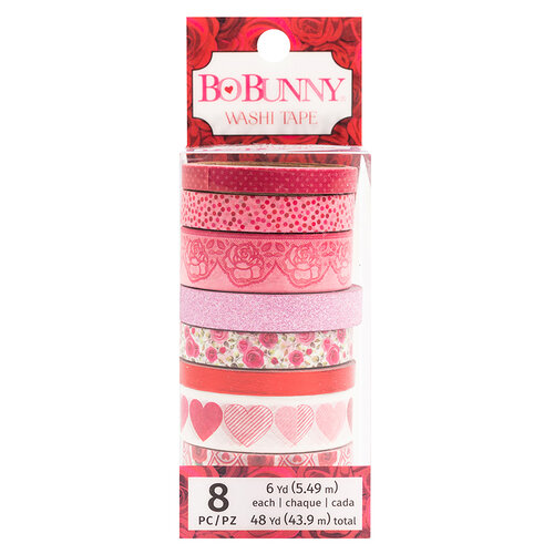 BoBunny - Count The Ways Collection - Washi Tape with Red Foil and Pink Glitter Accents