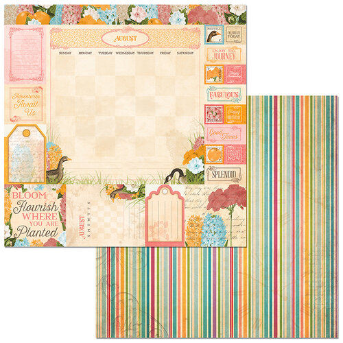 BoBunny - Time And Place Collection - 12 x 12 Double Sided Paper - August