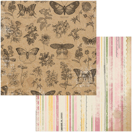 BoBunny - Botanical Journal Collection - 12 x 12 Double Sided Paper - Butterflies