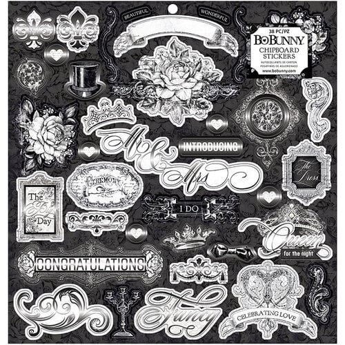 BoBunny - Tuxedos and Tiaras Collection - 12 x 12 Chipboard Stickers with Foil Accents