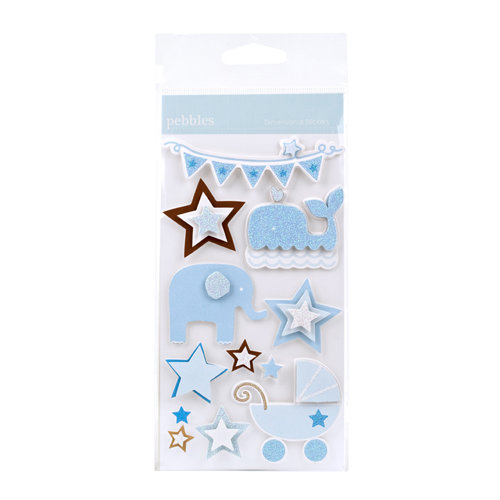 American Crafts - Pebbles - New Arrival Collection - 3 Dimensional Stickers - Boy Icons