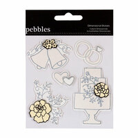 American Crafts - Pebbles - Mr and Mrs Collection - 3 Dimensional Stickers - Icons - Pearl