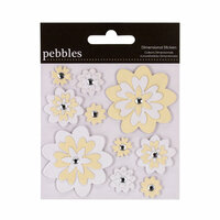 American Crafts - Pebbles - Mr and Mrs Collection - 3 Dimensional Stickers - Flowers - Flocked