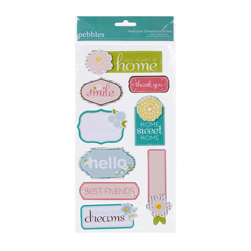American Crafts - Pebbles - Floral Lane Collection - 3 Dimensional Stickers - Phrase