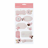 American Crafts - Pebbles - New Addition Girl Collection - 3 Dimensional Stickers - Phrases and Icons