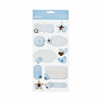 American Crafts - Pebbles - New Addition Boy Collection - 3 Dimensional Stickers - Phrases and Icons