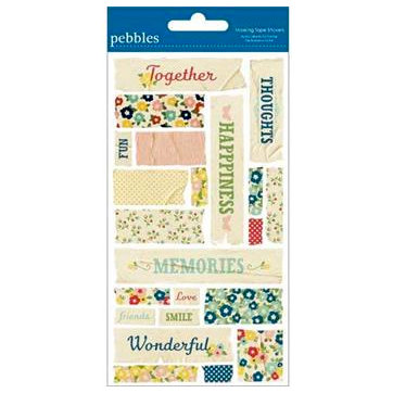American Crafts - Pebbles - Fresh Goods Collection - Embossed Stickers - Masking Tape