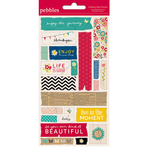 American Crafts - Pebbles - Walnut Grove Collection - Embossed Stickers - Masking Tape