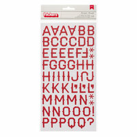 American Crafts - Pebbles - Walnut Grove Collection - Thickers - Corrugated Alphabet Stickers - Mercantile - Crimson