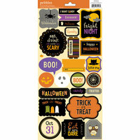 American Crafts - Pebbles - Tricks and Treats Collection - Halloween - Cardstock Stickers - Accent and Phrase
