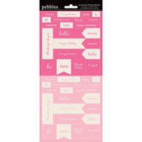American Crafts - Pebbles - Basics Collection - Cardstock Stickers - Mini Phrases - Peony and Begonia