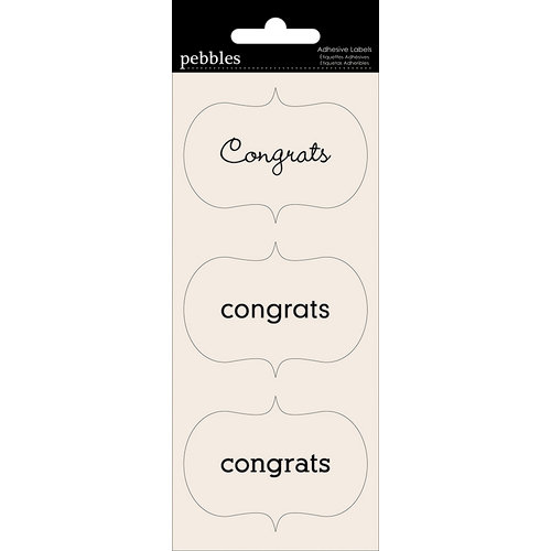 Pebbles - Basics Collection - Cardstock Stickers - Card Sentiment Phrases - Congrats