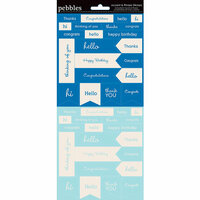 American Crafts - Pebbles - Basics Collection - Cardstock Stickers - Mini Phrases - Marine and Powder