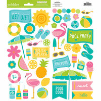 American Crafts - Pebbles - Party with Amy Locurto - Cardstock Stickers - Accent and Phrase - Pool