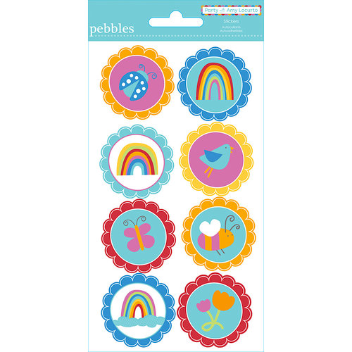 American Crafts - Pebbles - Party with Amy Locurto - Cardstock Stickers - Round - Rainbow
