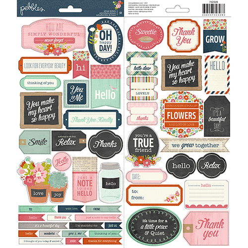 American Crafts - Pebbles - Front Porch Collection - Cardstock Stickers - Phrases
