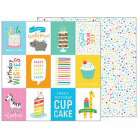 Pebbles - Happy Hooray Collection - 12 x 12 Double Sided Paper - Birthday Wishes