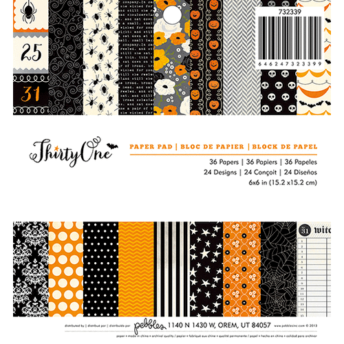 Pebbles - Thirty One Collection - Halloween - 6 x 6 Paper Pad