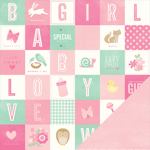 Pebbles - Special Delivery Collection - Girl - 12 x 12 Double Sided Paper - Its A Girl