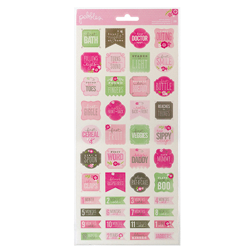 Pebbles - Special Delivery Collection - Girl - Cardstock Stickers - Phrases - Milestones
