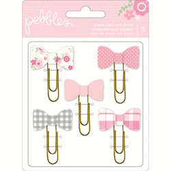 Pebbles - Special Delivery Collection - Girl - Paper Clips with Bows