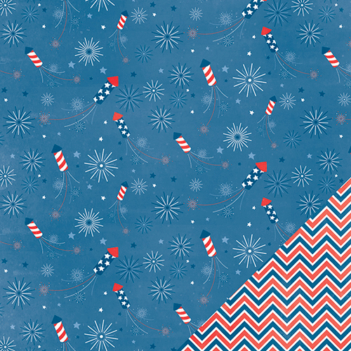 American Crafts - Pebbles - Americana Collection - 12 x 12 Double Sided Paper - 4th of July