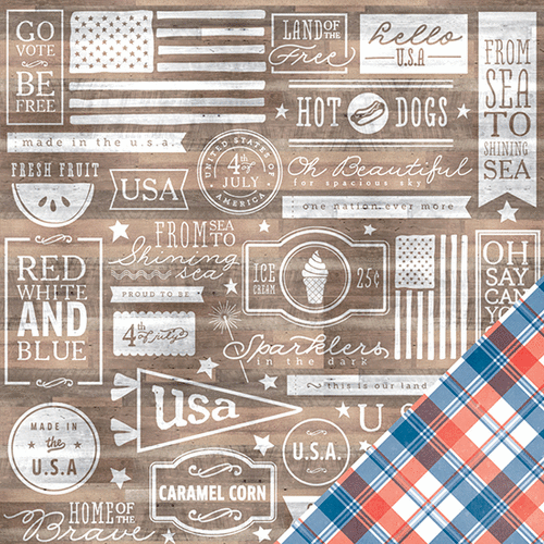 American Crafts - Pebbles - Americana Collection - 12 x 12 Double Sided Paper - Home of the Brave