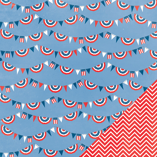 American Crafts - Pebbles - Americana Collection - 12 x 12 Double Sided Paper - Independence Day