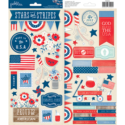 Pebbles - Americana Collection - Cardstock Stickers - Accents and Phrases