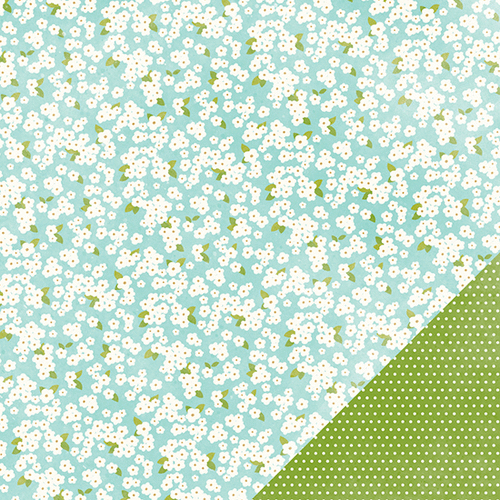 American Crafts - Pebbles - Garden Party Collection - 12 x 12 Double Sided Paper - Forget Me Not