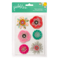 American Crafts - Pebbles - Garden Party Collection - Thickers - 3 Dimensional Self Adhesive Flowers