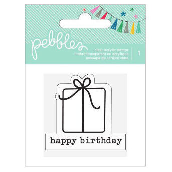 Pebbles - Birthday Wishes Collection - Clear Acrylic Stamp - Happy Birthday Present